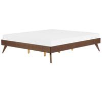 Beliani - Lit Double - Berric - 180x200 cm, en Bois d'hévéa, Bois Foncé