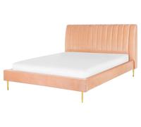 Beliani - Lit Double - Marville - 160 x 200 cm, en Velours, Rose Pêche