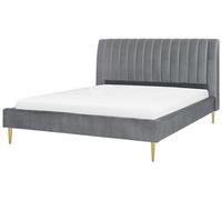 Beliani - Lit Double - Marville - 180 x 200 cm, en Velours, Gris