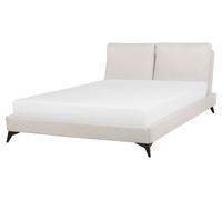 Beliani - Lit Double - Melle - 160 x 200 cm, en Tissu Chenille, Beige
