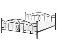 Beliani Lit Double Métallique Noir 160 x 200 cm en Fer Forgé avec Sommier à Lattes Inclus Style Romantique pour Chambre au Style Boho ou Rétro