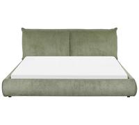 Beliani Lit Double Rembourré Design Contemporain 180 x 200 cm en Velours Côtelé Vert Vinay