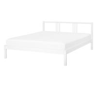 Beliani - Lit Double - Vannes - 140 x 200 cm, en Bois de Pin, Blanc