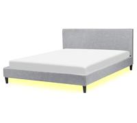 Beliani - Lit - Fitou - 160 x 200 cm, en Tissu, Gris Clair, LED Blanc