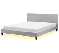 Beliani - Lit - Fitou - 180 x 200 cm, en Tissu, Gris Clair, LED Blanc