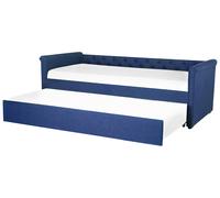 Beliani - Lit Gigogne - Libourne - 80 x 200 cm, en Tissu, Bleu Marine