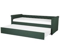 Beliani - Lit Gigogne - Libourne - 90 x 200 cm, en Tissu, Vert foncé