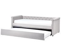 Beliani - Lit Gigogne - Libourne - Moderne 90 x 200 cm, en Tissu, Gris clair