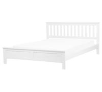 Lit Double en Bois Blanc 160 x 200 cm Elégant de Style Traditionnel pour Chambre Scandinave ou Contemporaine Beliani