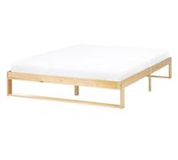 Beliani Lit Minimaliste en Bois de Pin 140 x 200 cm Deux Places à 3 Pieds sans Tête de Lit Marron Clair Talairan