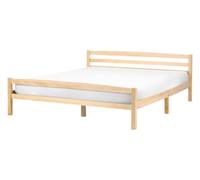 Beliani Lit Minimaliste Scandinave en Bois de Pin 140 x 200 cm avec Tête de Lit Marron Clair Echallon