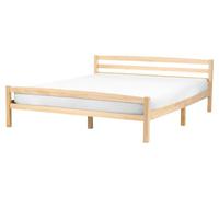 Beliani Lit Minimaliste Scandinave en Bois de Pin 160 x 200 cm avec Tête de Lit Marron Clair Echallon