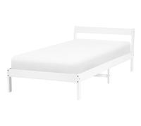 Beliani Lit Minimaliste Scandinave en Bois de Pin 90 x 200 cm avec Tête de Lit Blanc Madone