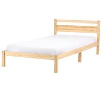 Beliani Lit Minimaliste Scandinave en Pin 120 x 200 cm avec Tête de Lit Marron Clair Mercurer