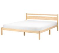 Beliani Lit Minimaliste Scandinave en Pin 180 x 200 cm avec Tête de Lit Marron Clair Mercurer