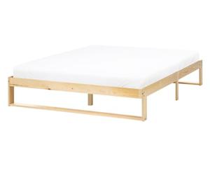 Beliani Lit Minimaliste Scandinave Simple en Bois de Pin 90 x 200 cm avec Tête de Lit Marron Clair Echallon