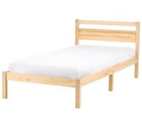 Beliani Lit Minimaliste Scandinave Simple en Pin 90 x 200 cm avec Tête de Lit Marron Clair Mercurer