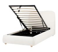 Beliani Lit Ottoman Minimaliste avec Rangement en Tissu 90 x 200 cm Blanc Cassé Blagnac