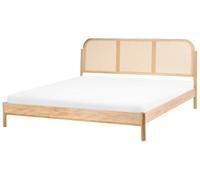 Beliani Lit Retro Structure en Bois de Pin et Tête de Lit en Rotin Synthétique 180 x 200 cm avec Lattes Marron Clair Archail