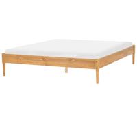 Beliani Lit sans Tête de Bois de Pin Marron Clair de 160x200 | Scandinave, Laminé, À assembler entièrement, Charge Max 220 kg, 168 x 211 x 38 cm