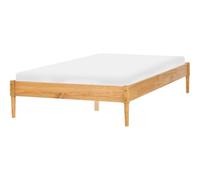 Beliani Lit Scandinave en Bois de Pin 120 x 200 cm Sommier à Lattes sans Tête de Lit 4 Pieds Marron Clair Veyrac