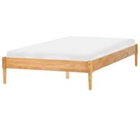 Beliani Lit Scandinave en Bois de Pin 140 x 200 cm Sommier à Lattes sans Tête de Lit 4 Pieds Marron Clair Veyrac