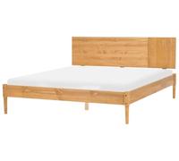 Beliani Lit Scandinave en Bois de Pin 160 x 200 cm Sommier à Lattes Marron Clair Flavignac