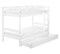 Beliani Lit Superposé en Bois Blanc 90 x 200 cm avec 2 Tiroirs de Rangement de Style Minimaliste pour Chambre Moderne ou Scandinave