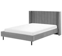 Beliani - Lit - Villette - 160 x 200 cm, en Velours, Gris