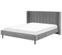 Beliani - Lit - Villette - 180 x 200 cm, en Velours, Gris