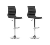 Beliani Lot 2 Chaises de Bar Tapissées en Tissu Noir avec Pied Métallique Réglables et Pivotantes pour Salle à Manger et Cuisine au Design Moderne