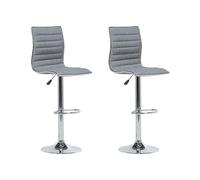 Beliani Lot 2 Chaises de Bar Tapissés en Tissu Gris avec Pied Métallique Réglables et Pivotantes pour Salle à Manger et Cuisine au Design Moderne