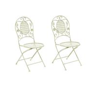 Beliani Lot 2 Chaises de Jardin Bistrot Pliantes pour Patio Terrasse ou Balcon au Style Traditionnel et Provençal