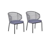Beliani - Lot 2 Chaises de Jardin - Palmi - en Aluminium et Polyester, Noir et G