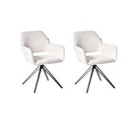 Beliani Lot 2 Chaises de Salle à Manger Modernes Pieds en Fer Noir Siège Rembourré Polyester Blanc Cassé Ciney
