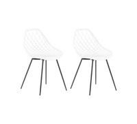 Beliani Lot 2 Chaises Design Blanches en Plastique Blanc et Métal Noir Robustes et Confortables pour Salon ou Salle à Manger Minimaliste et Scandinave