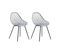 Beliani Lot 2 Chaises Design Blanches en Plastique Gris Clair et Métal Noir Robustes et Confortables pour Salon ou Salle à Manger Scandinave