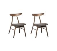 Beliani Lot 2 Chaises en Bois Foncé et Tissu Gris Design Intemporel pour Salle à Manger ou Cuisine Moderne ou Vintage Rétro Confort et Qualité