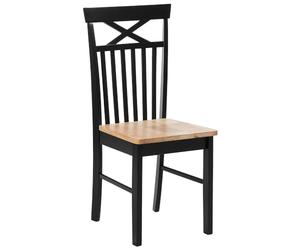 Beliani Lot 2 Chaises Noires en Bois Naturel de Qualité Design Simple et Universel pour Chaque Salle à Manger ou Cuisine Contemporaine