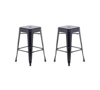Beliani Lot 2 Chaises Tabourets de Bar Industriels en Acier Noir 60 cm Empilables et Pratiques pour Cuisine ou Salle à Manger au Design Moderne
