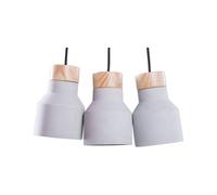 Beliani - Lot 3 Lampes Suspensions - Baht - E27 Max 40W, en Béton, Gris et Bois