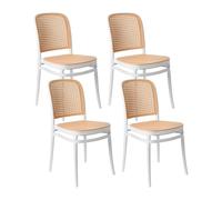 Beliani Lot 4 Chaises de Salle à Manger en Plastique Empilables sans Accoudoirs Intérieur et Extérieur Beige et Blanc Plose