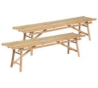 Beliani Lot de 2 Bancs d'Extérieur en Bambou 180 cm Bois Clair Tindari