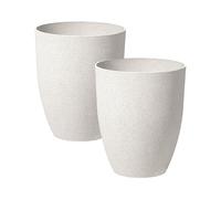 Beliani Lot de 2 Cache-Pots Blanc Cassé en Polyrésine et Fibres de Verre 35 cm Croton
