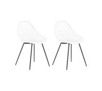 Beliani Lot 2 Chaises Design Blanches en Plastique Blanc et Métal Noir Robustes et Confortables pour Salon ou Salle à Manger Minimaliste et Scandinave