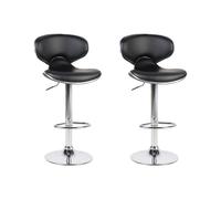 Lot de 2 chaises de bar contemporaines en simili-cuir noir - BELIANI CONWAY