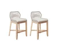 Beliani Lot de 2 Chaises de Bar en Bois Clair avec Dossier Structure en Fer Beige Talamone
