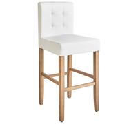 Beliani Lot de 2 Chaises de Bar en Cuir PU Blanc Crème Acier et Pieds Bois de Pin Madison