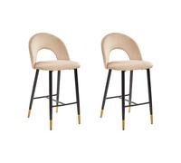 Lot de 2 chaises de bar en velours beige FALTON