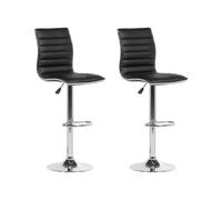 Beliani - Lot de 2 Chaises de Bar - Lucerne - Métal et Cuir PU Noir